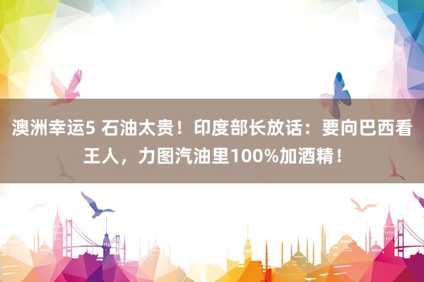 澳洲幸运5 石油太贵！印度部长放话：要向巴西看王人，力图汽油里100%加酒精！