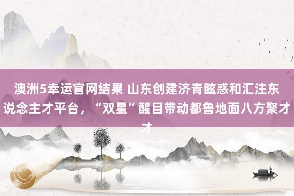 澳洲5幸运官网结果 山东创建济青眩惑和汇注东说念主才平台，“双星”醒目带动都鲁地面八方聚才