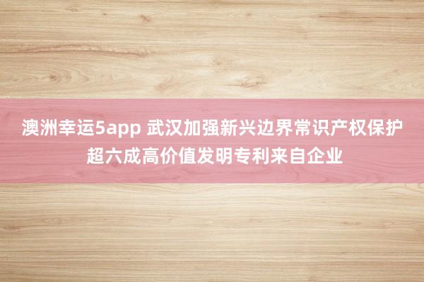 澳洲幸运5app 武汉加强新兴边界常识产权保护 超六成高价值发明专利来自企业