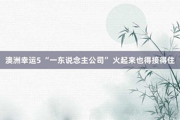 澳洲幸运5 “一东说念主公司” 火起来也得接得住