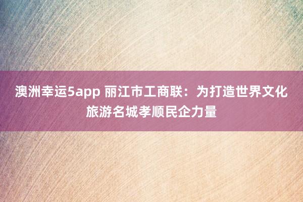 澳洲幸运5app 丽江市工商联：为打造世界文化旅游名城孝顺民企力量