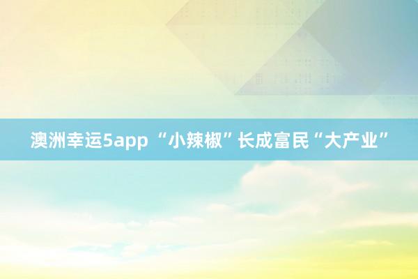 澳洲幸运5app “小辣椒”长成富民“大产业”