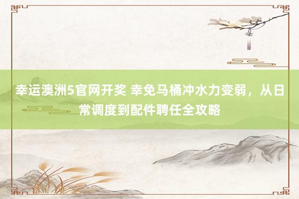 幸运澳洲5官网开奖 幸免马桶冲水力变弱，从日常调度到配件聘任全攻略