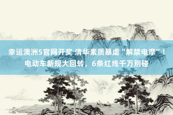 幸运澳洲5官网开奖 清华素质暴虐“解禁电摩”！电动车新规大回转，6条红线千万别碰