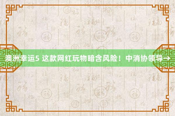澳洲幸运5 这款网红玩物暗含风险！中消协领导→